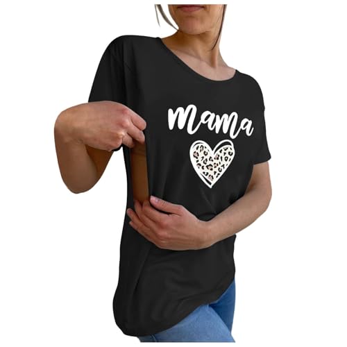 Still Shirts Damen, Tshirt Damen Oversize Bedrucktes Stillshirt mit Reißverschluss Mode Einfarbig Umstandsmode Stillen Umstandsshirt Elegant StillfreundlichesT-Shirt Schwangere Nursing Tops von Generic