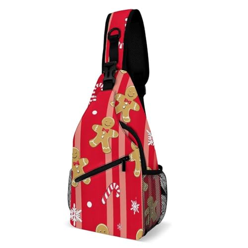 Stilvoll Brusttasche Weihnachts-Rotbrot-Zuckerstangen Umhängetasche Elegant,Multipurpose Crossbody Bags für Damen Outdoorsport Sport von Generic