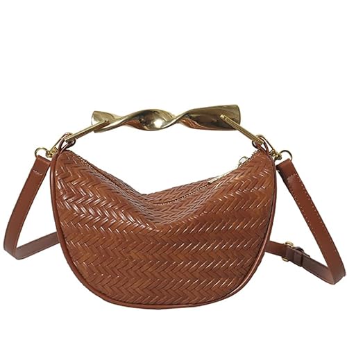 Stilvolle Stroh Umhängetasche Handtaschen mit Metallgriff Crossbody Design for Frauen Mädchen Hobo Clutch -Geldbörse von Generic