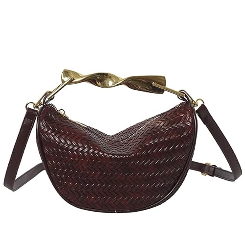 Stilvolle Stroh Umhängetasche Handtaschen mit Metallgriff Crossbody Design for Frauen Mädchen Hobo Clutch -Geldbörse von Generic