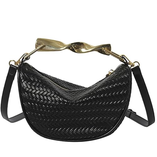 Stilvolle Stroh Umhängetasche Handtaschen mit Metallgriff Crossbody Design for Frauen Mädchen Hobo Clutch -Geldbörse von Generic