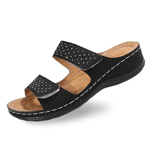 Stilvoller Damen-Slipper mit Strass-Design für den lässigen Alltagslook. Perfekt für -Outfits. Obermaterial aus exquisitem Leder und Keilabsatzkonstruktion. Damen Schuhe Winter Gefüttert von Generic