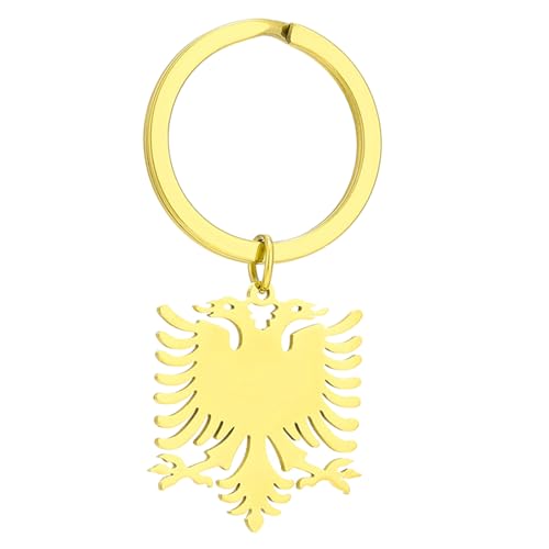 Stilvoller Schlüsselanhänger mit albanischem Adler, gold-/silberfarben, Anhänger, Schlüsselanhänger, einzigartiger Ethno-Stil, Schlüsselanhänger, Accessoire für Männer und Frauen von Generic