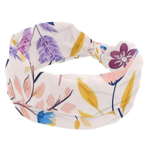 Stirnbänder für Damen, rutschfest, elastisch, Sport-Haarbänder für Damen, weiches Stoff-Stirnband für Workout, Yoga, modisches Haar-Accessoire, ästhetische farbige Blumen, 1 Stück von Generic