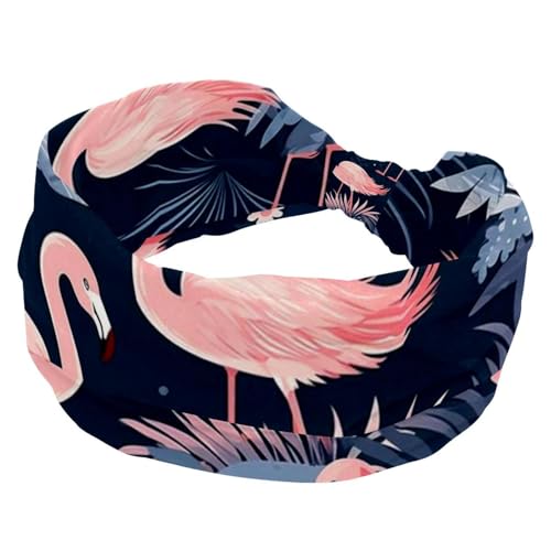 Stirnbänder für Damen, rutschfest, elastisch, Sport-Haarbänder für Damen, weiches Stoff-Stirnband für Workout, Yoga, modisches Haar-Accessoire, ästhetischer Mondschein-Flamingo-605, 1 Stück von Generic