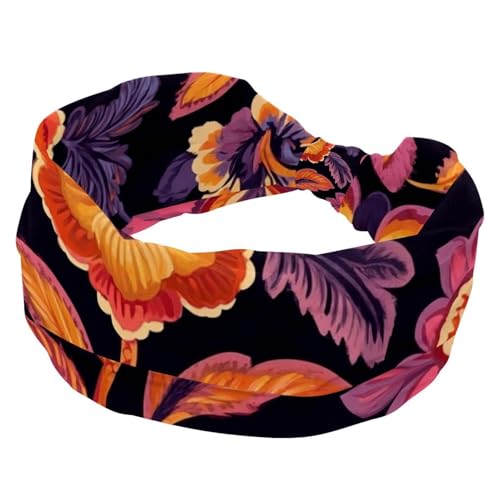 Stirnbänder für Damen, rutschfest, elastisch, Sport-Haarbänder für Damen, weiches Stoff-Stirnband für Workout, Yoga, modisches Haarzubehör, Boho-Blumen-8, 1 Stück von Generic