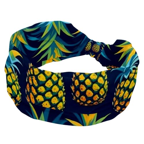 Stirnbänder für Damen, rutschfest, elastisch, Sport-Haarbänder für Damen, weiches Stoff-Stirnband für Workout, Yoga, modisches Haarzubehör, Cartoon-Ananas-830, 1 Stück von Generic