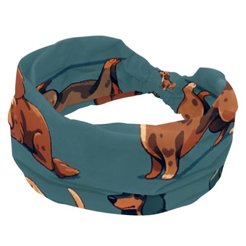 Stirnbänder für Damen, rutschfest, elastisch, Sport-Haarbänder für Damen, weiches Stoff-Stirnband für Workout, Yoga, modisches Haarzubehör, Cartoon-Hund, 29, 1 Stück von Generic
