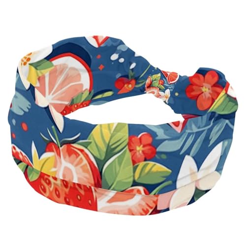 Stirnbänder für Damen, rutschfest, elastisch, Sport-Haarbänder für Damen, weiches Stoff-Stirnband für Workout, Yoga, modisches Haarzubehör, Erdbeere, 1 Stück von Generic