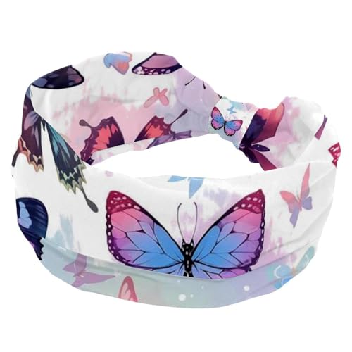 Stirnbänder für Damen, rutschfest, elastisch, Sport-Haarbänder für Damen, weiches Stoff-Stirnband für Workout, Yoga, modisches Haarzubehör, Kunst-Schmetterling-992, 1 Stück von Generic