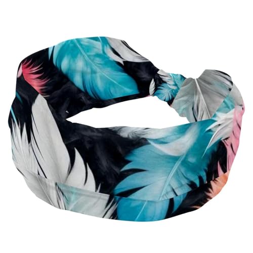 Stirnbänder für Damen, rutschfest, elastisch, Sport-Haarbänder für Damen, weiches Stoff-Stirnband für Workout, Yoga, modisches Haarzubehör, bunte Kunstblätter, 1 Packung von Generic