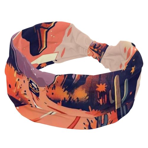 Stirnbänder für Damen, rutschfest, elastisch, Sport-Haarbänder für Damen, weiches Stoff-Stirnband für Workout, Yoga, modisches Haarzubehör, bunte Landschaft, 824, 1 Stück von Generic