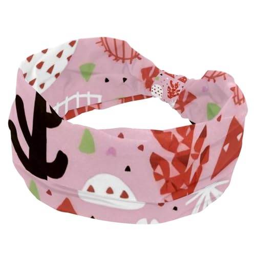 Stirnbänder für Damen, rutschfest, elastisch, Sport-Haarbänder für Damen, weiches Stoff-Stirnband für Workout, Yoga, modisches Haarzubehör, bunter Kaktus-479, 1 Stück von Generic
