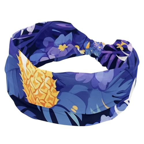 Stirnbänder für Damen, rutschfest, elastisch, Sport-Haarbänder für Damen, weiches Stoff-Stirnband für Workout, Yoga, modisches Haarzubehör, farbige Ananas, 1 Stück von Generic