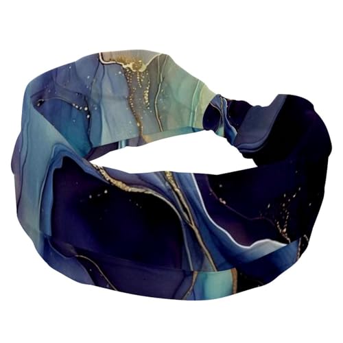 Stirnbänder für Damen, rutschfest, elastisch, Sport-Haarbänder für Damen, weiches Stoff-Stirnband für Workout, Yoga, modisches Haarzubehör, farbiger Marmor, 1586 von Generic