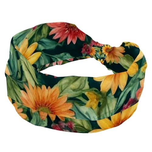 Stirnbänder für Damen, rutschfest, elastisch, Sport-Haarbänder für Damen, weiches Stoff-Stirnband für Workout, Yoga, modisches Haarzubehör, künstlerische Sonnenblumen-311, 1 Stück von Generic
