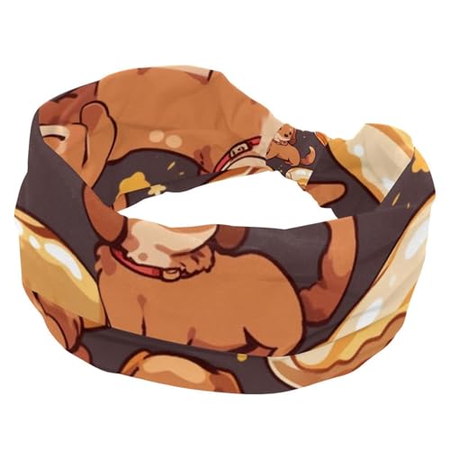 Stirnbänder für Damen, rutschfest, elastisch, Sport-Haarbänder für Damen, weiches Stoff-Stirnband für Workout, Yoga, modisches Haarzubehör, niedlicher kleiner Hund, 1 Packung von Generic