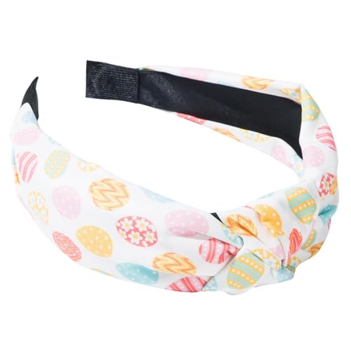 -Stirnbänder für – breites Kopfband mit Knoten oben | Frohe Ostern Stirnband mit Hasenei-Druck, Stirnband für Frauen, Frühlings-Haarschmuck von Generic
