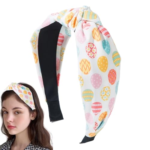 -Stirnband, Frohe Ostern, Haarband mit großer Schleife oben, Osterstirnband mit Hasenei-Druck, Haarband für Frauen, Haarschmuck von Generic