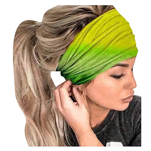 Stirnband, elastisches Damen-Stirnband, Bandana, bedrucktes Haar-Stirnband, Wickelstirnband Haarband Schwarz Damen (Green, One Size) von Generic