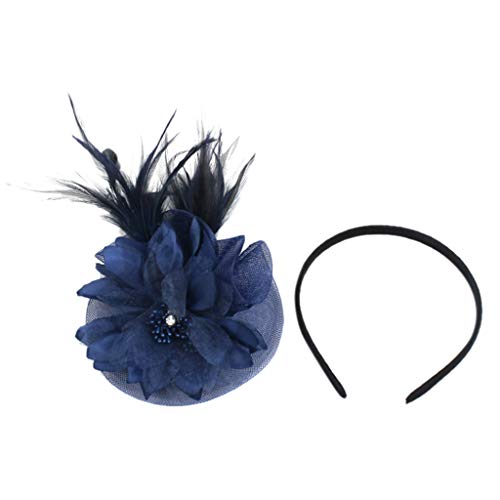 Stirnband Blau Jogging Utensilien Womens Flower Cocktail Fascinators Ball für Hut Stirnband Hochzeit Stirnband Laufweste Damen Winter Schweißvorhang Lamellen (Navy, One Size) von Generic