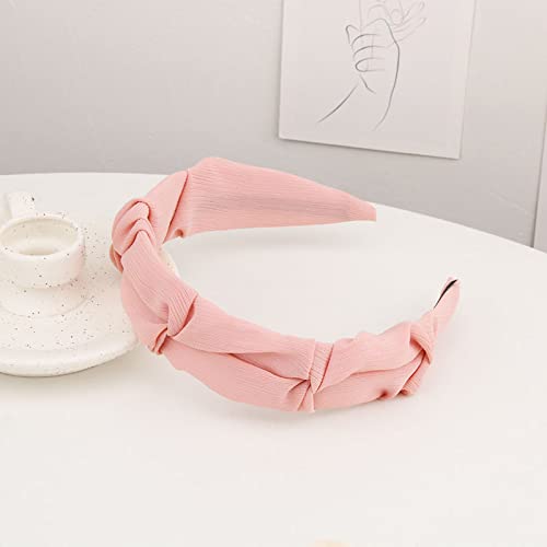 Stirnband Haarschmuck Retro-Haarband reine Farbe breitkrempige plissierte Haarnadel Feen-Temperament-Stirnband süßes Mesh-Garn-Stirnband, koreanisches Rosa von Generic