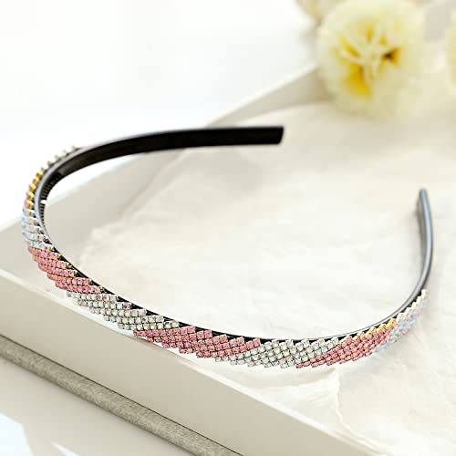 Stirnband Liu Hai Haarnadel Haarnadel Strass gezahntes Stirnband einfaches rutschfestes diamantbesetztes dünnes Stirnband Damenschmuck Haarschmuck, rosa AB von Generic