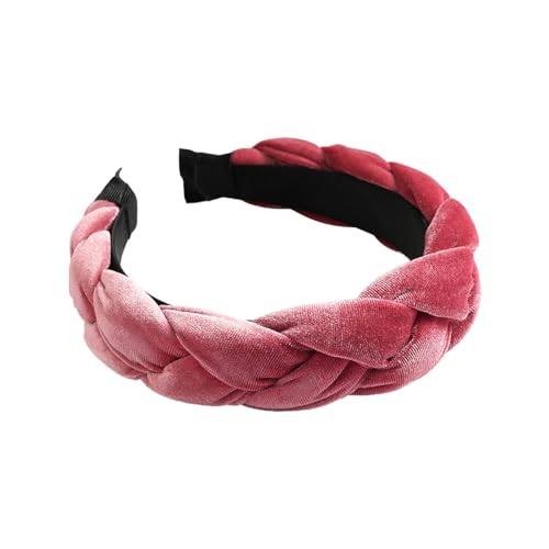 Stirnband Mädchen 1 Jahr Geflochtenes Haarband, Samt, geflochtenes Stirnband, Damen, breites Vintage-gepolstertes Stirnband für Frauen und Mädchen Frottee Stirnband Herren (Hot Pink, One Size) von Generic