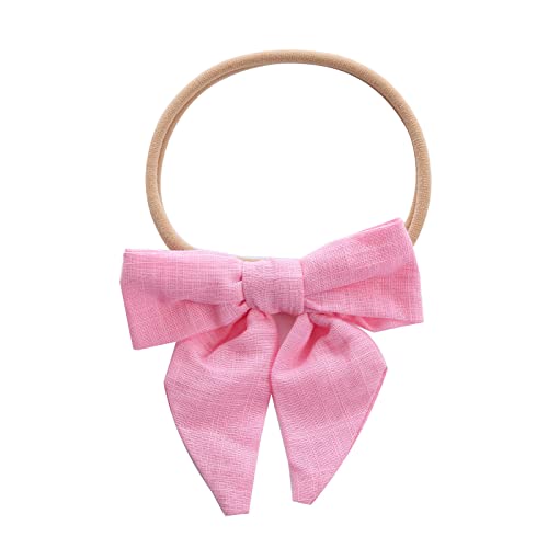 Stirnband Mädchen Frühling Kleinkind Baby Mädchen einfarbig Stirnband Bowknot elastisches Haarband für Stirnband Mit Knopf (Pink, One Size) von Generic