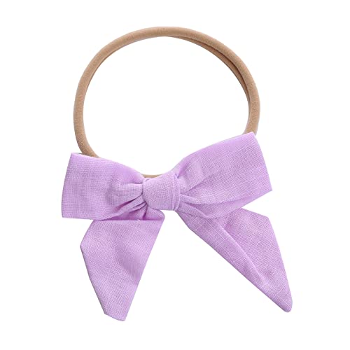 Stirnband Mädchen Frühling Kleinkind Baby Mädchen einfarbig Stirnband Bowknot elastisches Haarband für Stirnband Mit Knopf (Purple, One Size) von Generic