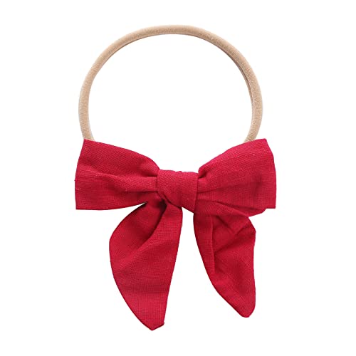 Stirnband Mädchen Frühling Kleinkind Baby Mädchen einfarbig Stirnband Bowknot elastisches Haarband für Stirnband Mit Knopf (Red, One Size) von Generic