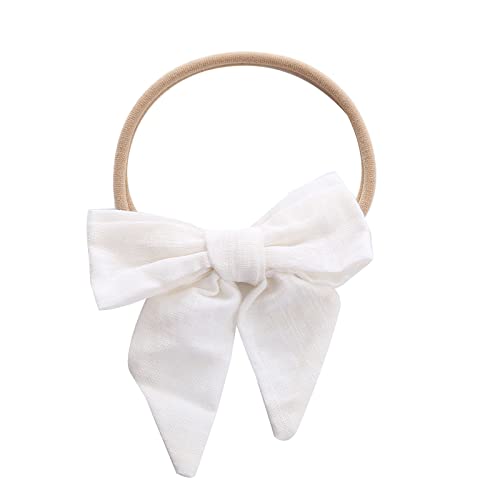 Stirnband Mädchen Frühling Kleinkind Baby Mädchen einfarbig Stirnband Bowknot elastisches Haarband für Stirnband Mit Knopf (White, One Size) von Generic