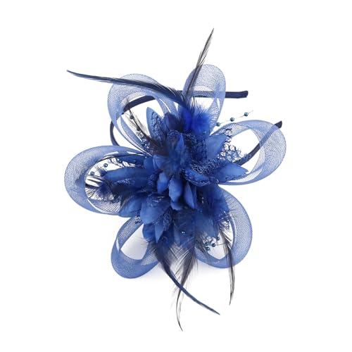 Stirnband Unter Reithelm Mädchen Dame Hut Kopfbedeckung Kirche Feder Clip Fascinator Hut Hochzeit Kappe für Frauen Tennis Damen (A, One Size) von Generic