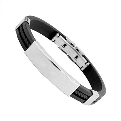 Stockton Silikonarmband, Edelstahlarmband mit Kette mann schmuck accessoires geschenk weihnachten schwarz valentinstag geburtstag von Generic
