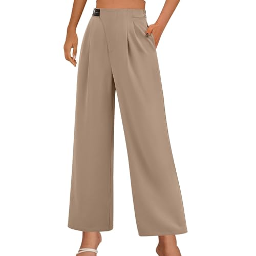 Stoffhose Anzughose Damen Elegant Locker Palazzo Hose Sommerhosen Bequeme Weite Business Hosen Freizeithose Lässig Locker Leichte Dehnbar Lounge Hose Mit Taschen von Generic