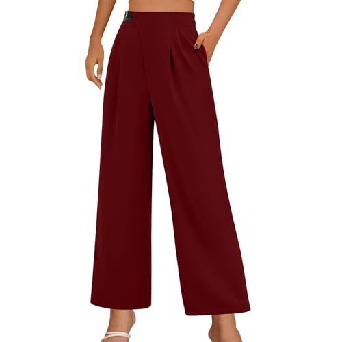 Stoffhose Anzughose Damen Wide Leg Barrel Pants Elegant Locker Marlene Palazzo Hose Sommerhosen Bequeme Weite Business Hosen Freizeithose Lässig Locker Leichte Dehnbar Lounge Hose Mit Taschen von Generic