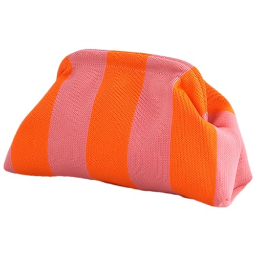 -Clutch-Geldbörsen Für Damen - Farbblock-Clutch-Geldbörsen Für Damen | Colorblock Handtaschen Dumpling Clutch, Gewebte, Gehäkelte, Lässige Kiss-Lock-Verschluss-Knödel-Strick-Clutch von Generic