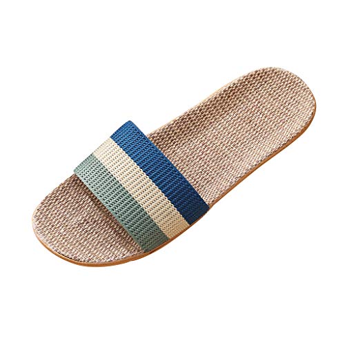 Strand Herren Slides Indoor Lässige Hausschuhe Slip Fashion Home On Cane Shoes Herren-Slipper Senioren Hausschuhe Herren (Blue, 44-45) von Generic