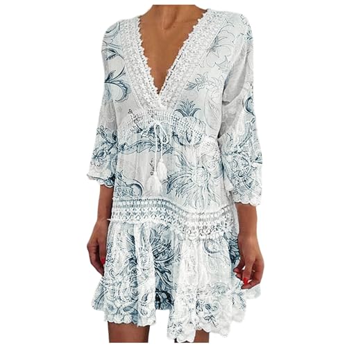Strand Kaftan Damen Kimono Festival Outfit Sommer Strandkleid Sommerkleid Lose Kurz Indische Kleidung Strand Tunika Hippie Kleid Caftan Luftig Beach Vertuschungen von Generic
