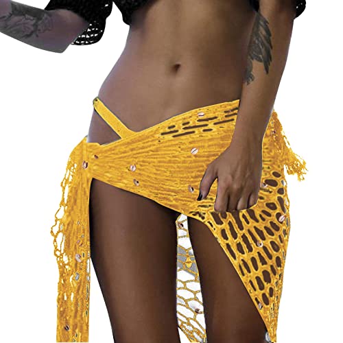 Strand Sarong Damen Wickelrock Bademode Cover Ups Sexy Bikini Wrap Strickkleid Casual Bikini Cover Up Strandkleid Badeanzug für Damen Urlaub Sommerstrand von Generic