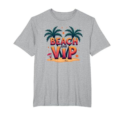 Strandbar VIP: Tropischer Paradies-Cocktail T-Shirt, Herren Große Größen, Grau Meliert, 5X Tall von Generic