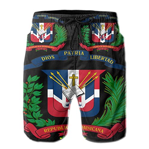 Strandhose Wappen Der Dominikanischen Republik Surf Schwimmhose Schnelltrocknend Strandshorts Shorts Sports Trainingshose Für Running, Laufen, Fitnessstudio XL von Generic
