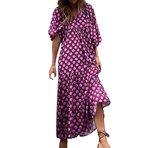 Strandkleid Damen Lang - Boho Kleid Damen V Ausschnitt -Strandkleid Damen Kurzarm Maxikleid Blumen Karierte Druck Lockeres A Linien Swing Langes Kleider Strand Urlaub Sommerkleider Sommerkleider Strandkleid Damen Lang - Boho Kleid Damen V Ausschnitt -Strandkleid Damen Kurzarm Maxikleid Blumen Karierte Druck Lockeres A Linien Swing Langes Kleider Strand Urlaub Sommerkleider Sommerkleider von Generic