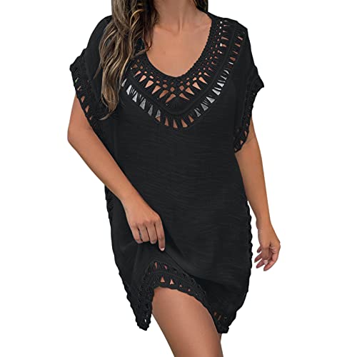 Strandkleid Damen Strandponcho Retro Bikini Cover Up Sommer Bademode Lose Gestrickte Strandkleid Bedecken Pareos Strandurlaub Transparent Badeanzug Strandtunika von Generic