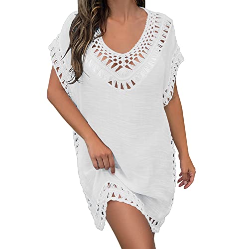 Strandkleid Damen Strandponcho Retro Bikini Cover Up Sommer Bademode Lose Gestrickte Strandkleid Bedecken Pareos Strandurlaub Transparent Badeanzug Strandtunika von Generic