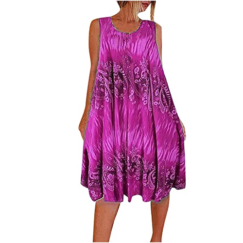 Strandkleid Damen ärmellos Tank Top Kleid Lockeres Bedrucktes Strandkleid Swing a Linie Midikleid Knielang Große Größen Strandkleid Urlaub Plissee Kleider Sommer Luftig Leicht Sommerkleider Strandkleid Damen ärmellos Tank Top Kleid Lockeres Bedrucktes Strandkleid Swing a Linie Midikleid Knielang Große Größen Strandkleid Urlaub Plissee Kleider Sommer Luftig Leicht Sommerkleider von Generic