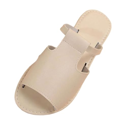 Strandschuhe Damen Sandalen Elegant Flache, Sandalen Damen Flach Braun Schuhe Weich Bequem Freizeitschuhe Aushöhlen Atmungsaktiv Arbeitsschuhe Modisch Outdoorsandalen Einfarbig Trekkingschuhe von Generic