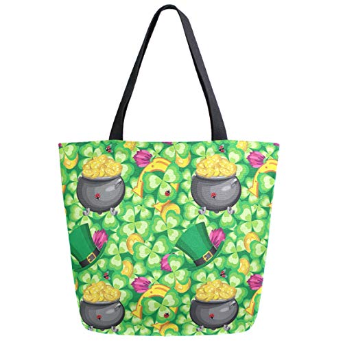 Strandtasche St. Patrick'S Day Hut Mit Kobold Und Münzen Einkaufstaschen Große Kapazität Canvas Tasche Wiederverwendbare Tote Bag Für Büro Feiertags Einkaufen 40X50CM Strandtasche St. Patrick'S Day Hut Mit Kobold Und Münzen Einkaufstaschen Große Kapazität Canvas Tasche Wiederverwendbare Tote Bag Für Büro Feiertags Einkaufen 40X50CM von Generic