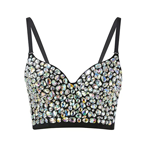 Strass BH Sexy BH Damen BH Bustier Push Up Crop Top Glitzer Sport BH Starker Halt Korsett Top Club Party Sexy UnterwäSche Pole Dance BH Edelstein Bikini Sexy - BH Glitzer - BH für Frauen von Generic