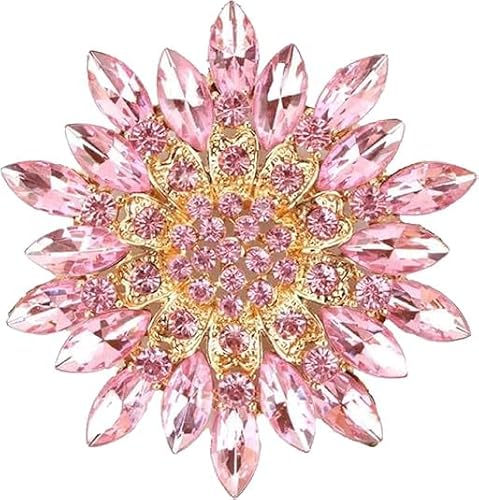 Strass-Blumen-Brosche, rosa, stilvoll, modische Broschen mit verschiedenen Blumenmustern, modisches Accessoire für Hüte, Kleider, 1.65*1.65inch, Strassstein, Strass von Generic